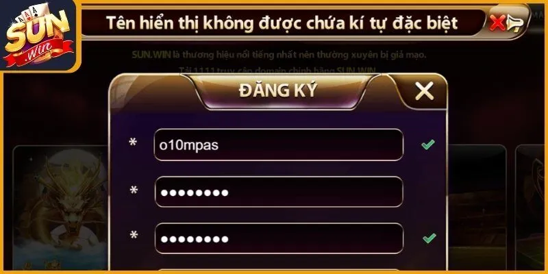 Xử lý lỗi thường gặp khi đăng ký Sunwin