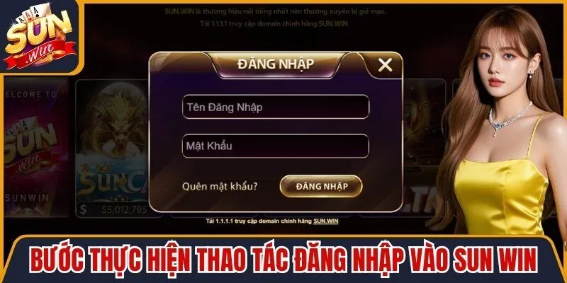 Thao tác đăng nhập vào Sun Win