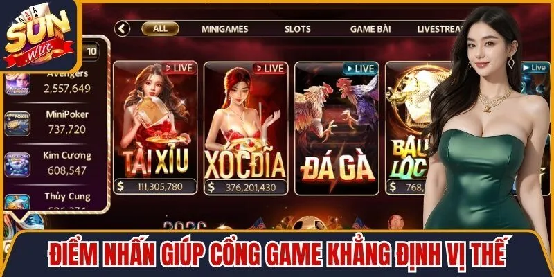 Điểm nhấn giúp cổng game khẳng định vị thế