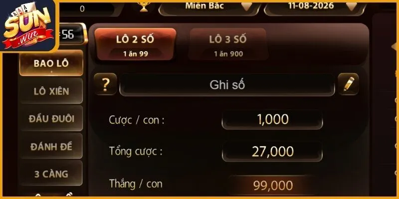 Quy trình tham gia đặt cược xổ số Sunwin